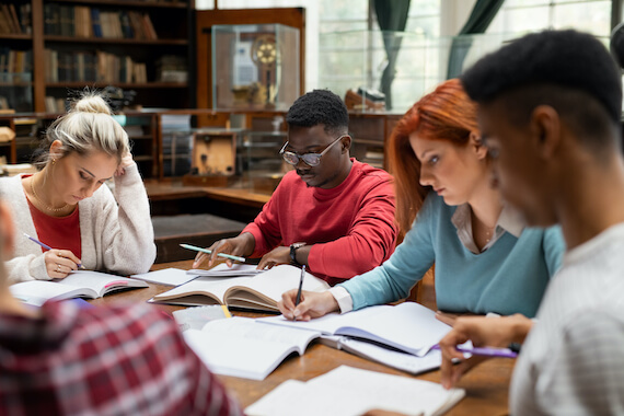 Group of Georgia Tech students studying together