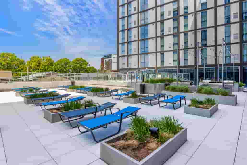 Lounge seating with planters in the Courtyard