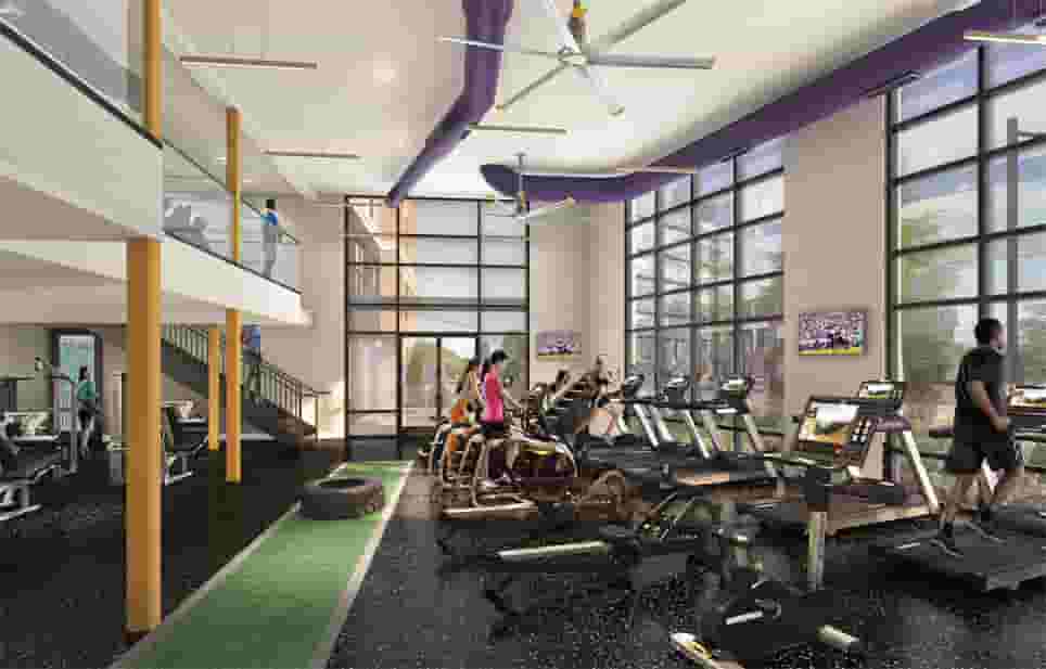 Students working out in The Jolly Roger's fitness center