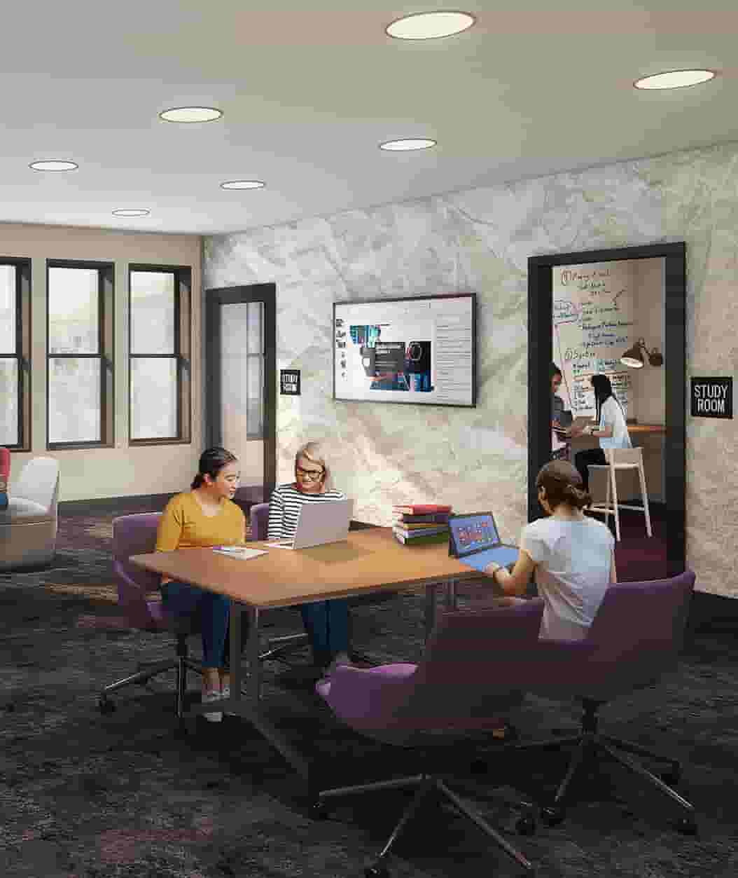 East Carolina University students together at a group study table