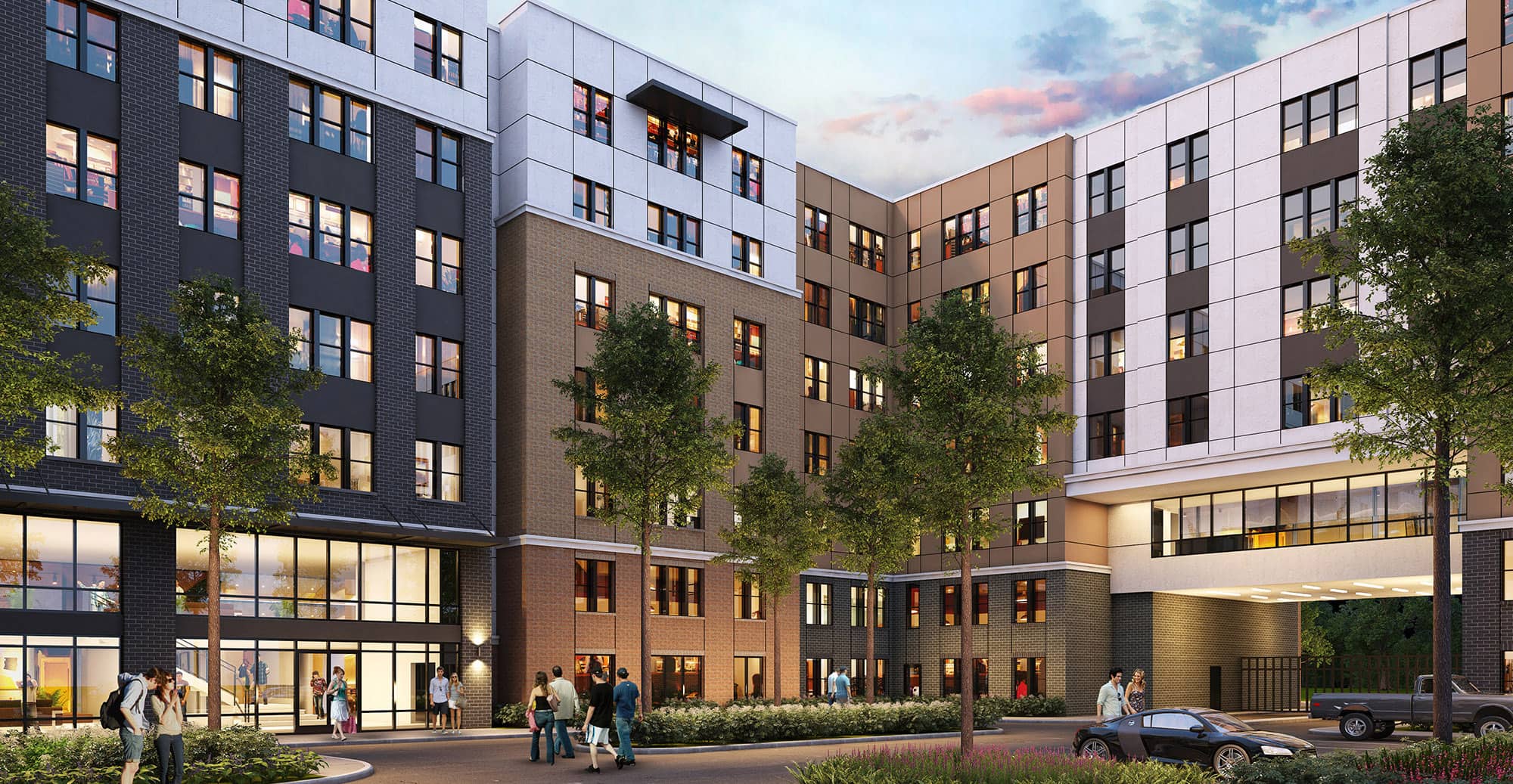 Exterior view of The Jolly Roger community in Greenville, NC near ECU