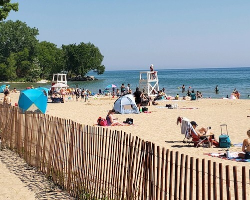 Sun bathing and swimming at Clark Street Beack