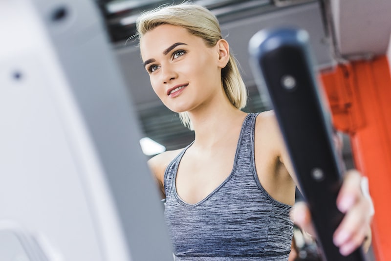 Resident working out in the fitness suite